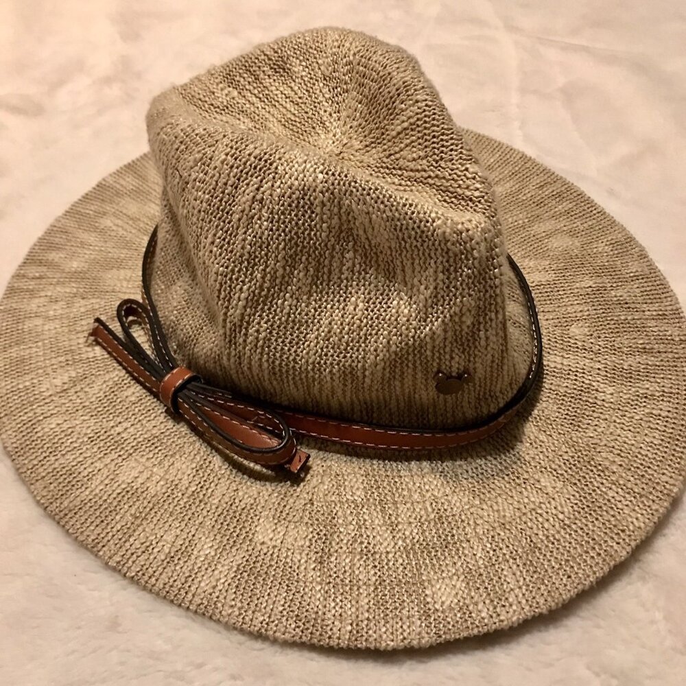 Disney Parks Woven Hat With Leather Bow Belt Tan Safari Style Disneyland - Picture 3 of 8